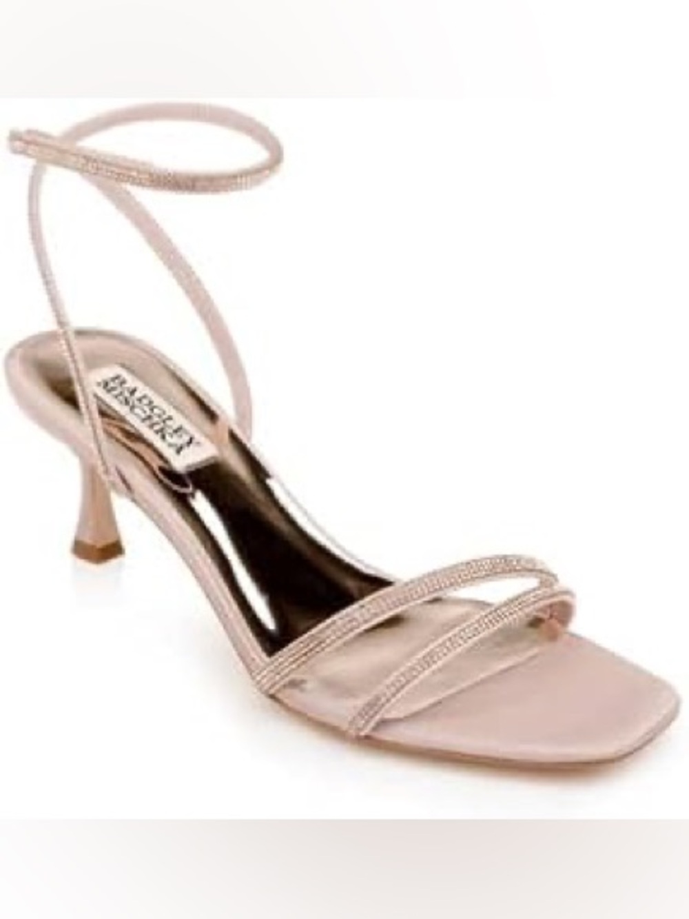 Badgley Mischka Rose Gold ultimate kitten Strappy Square-Toe Heels 9.5